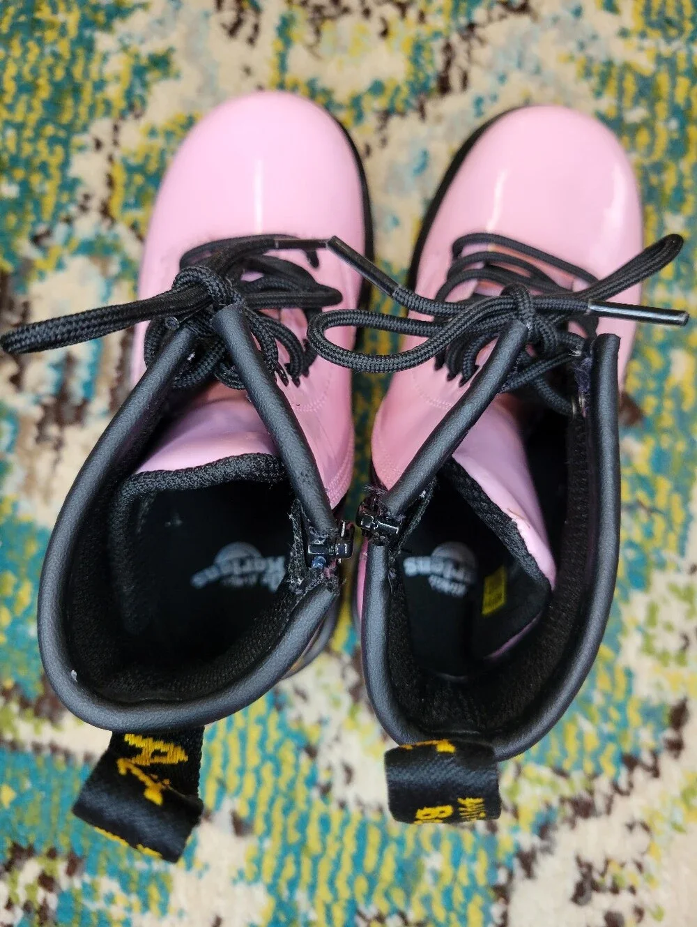 Dr. Martens Junior 1460 Pink Patent Leather Combat Boots, Size Kids 10